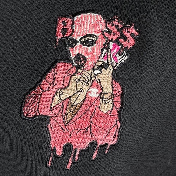 Bo$$ Clothing Women's Hoodie Full Zip Jacket Black Pink Embroidered Size S Small - Picture 4 of 6